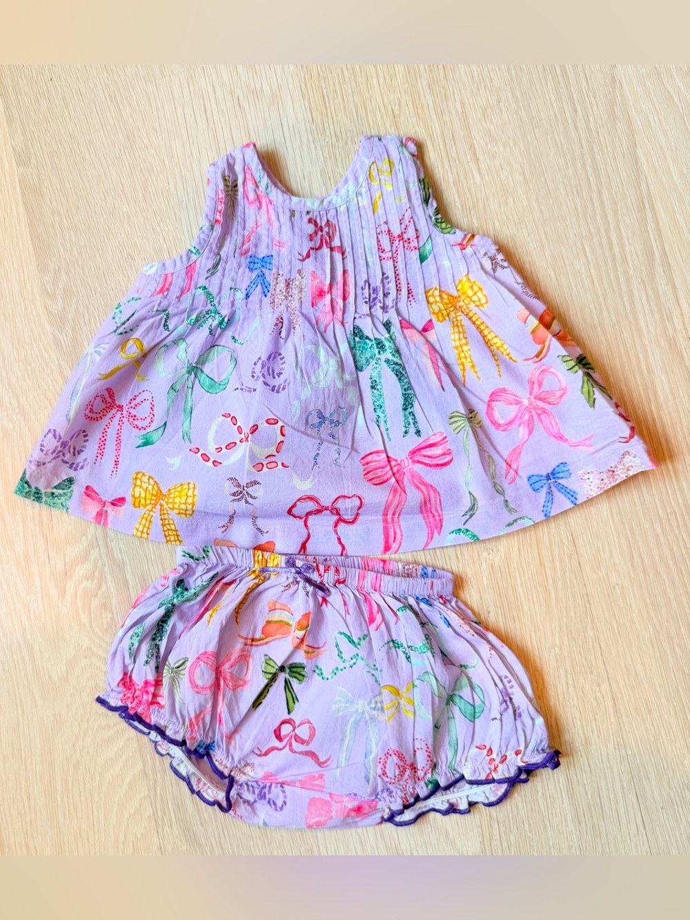 Pink Chicken Baby Matching Bow Top & Bloomers set - 0-3M